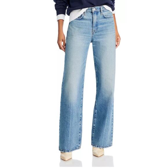 FRAME WOMENS SIZE 28 LE JANE HIGH RISE WIDE LEG VARSITY BLUES NEW - Picture 1 of 14